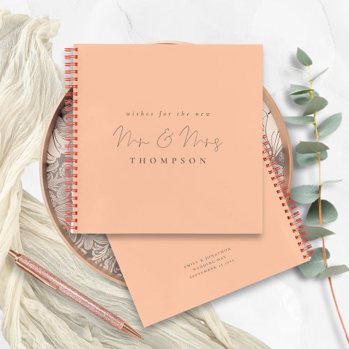 Script Mr Mrs Wedding Peach Guest Book