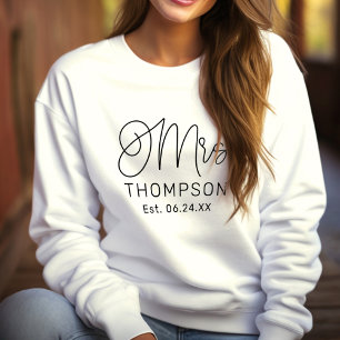 Script Mrs Monogram Bride Last Name Sweatshirt