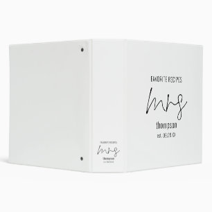 Script Mrs Name Date Bride to Be Recipes   3 Ring Binder