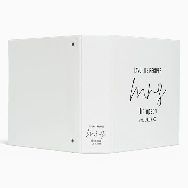 Script Mrs Name Date Bride to Be Recipes   3 Ring Binder (Background)