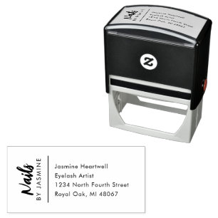 Script Nail Artist Studio Name Address Self-inking Stamp