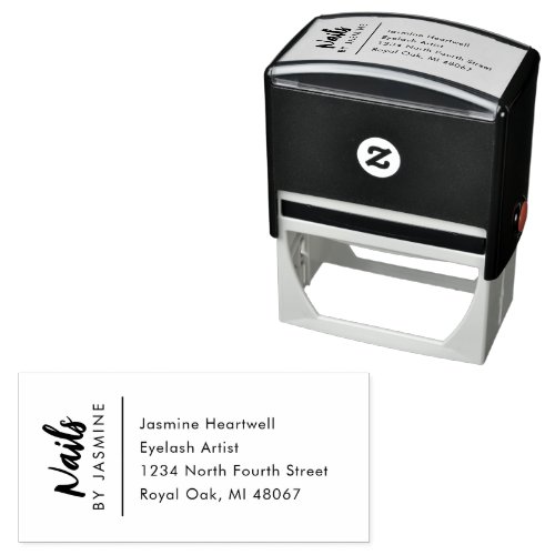Script Nail Artist Studio Name Address Self-inking Stamp
