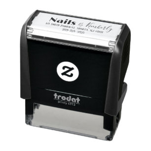 Script Nail Salon Name Return Address Phone Self-inking Stamp