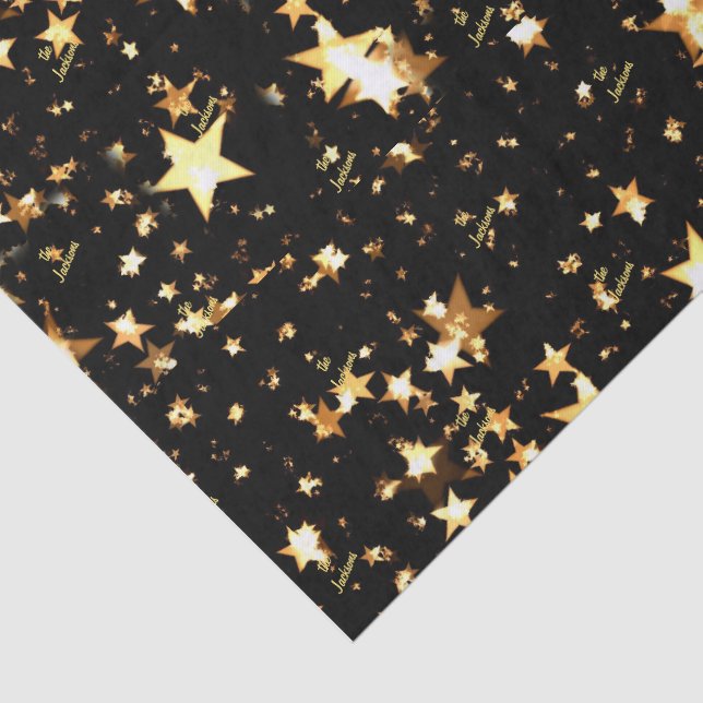 Script Name (3) Tissue Paper Black & Gold Stars (Detail)