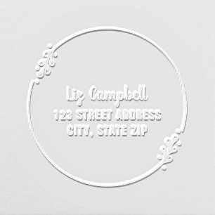 Script Name and Address Botanical Wreath Embosser
