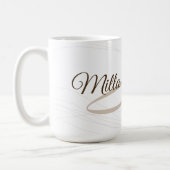 Script name and initial (monogram) white 15 oz coffee mug (Left)