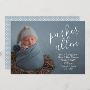 Script Name Baby Photo Birth Announcements