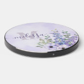 Script Name Blush Purple Wildflowers Monogram Wireless Charger (Front 2)