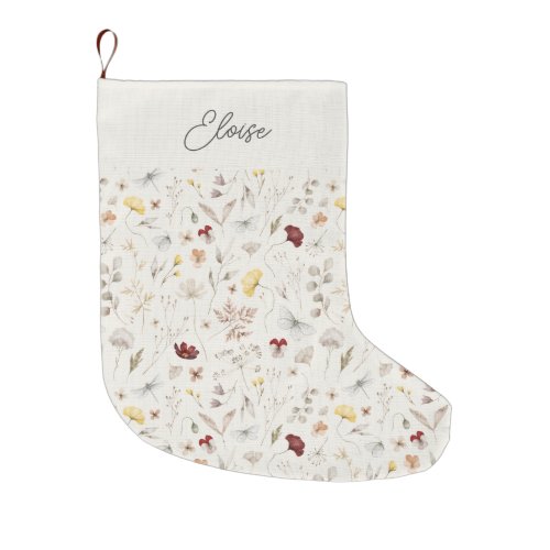 Script Name Boho Wildflower Christmas Large Christmas Stocking