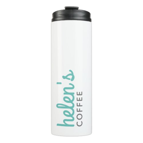 Script Name Coffee Tumbler Custom Gift Teal Blue