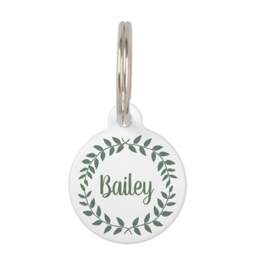 Script Name  Contact Info Sage Green Wreath Pet ID Tag
