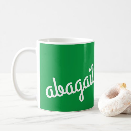 Script Name Custom Gift Kelly Green Coffee Mug