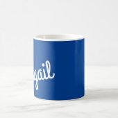 Script Name Custom Gift Navy Blue White Coffee Mug (Center)