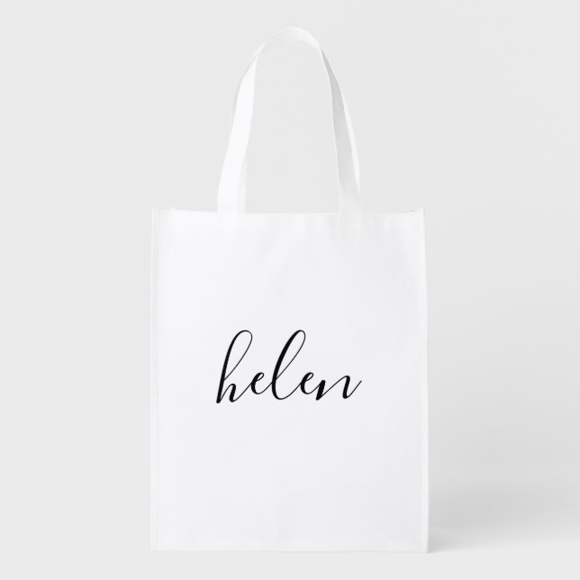 Script Name Custom Personalized Gift Grocery Bag (Front)