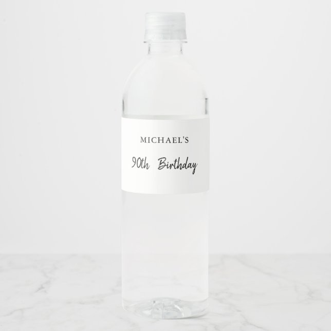 Script Name & Event For Birthday Wedding Parties Water Bottle Label (Front)
