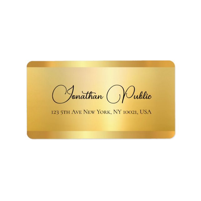 Script Name Faux Gold Elegant Typography Label (Front)