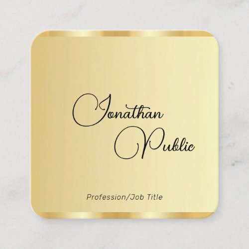 Script Name Faux Gold Template Modern Professional Square Business Card
