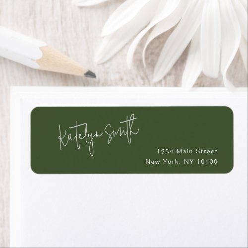 Script Name Forest Green Return Address Label