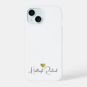 Script Name Gold Heart Monogram iPhone 15 Case