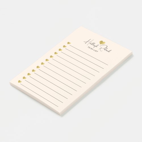 Script Name Gold Heart Monogram Peach Post-it Notes