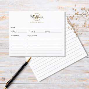 Script Name Gold Monogram Recipe Card