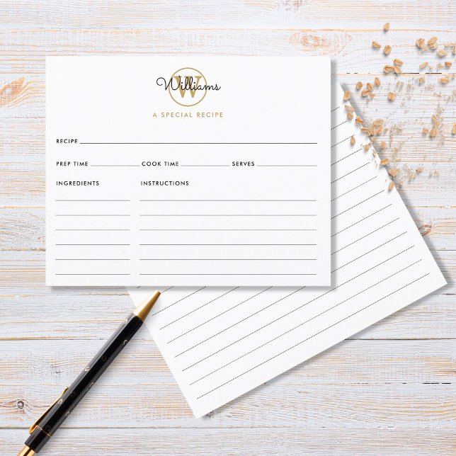 Script Name Gold Monogram Recipe Card (Creator Uploaded)