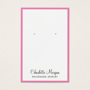 Script Name Hot Pink Border Earring Display Card
