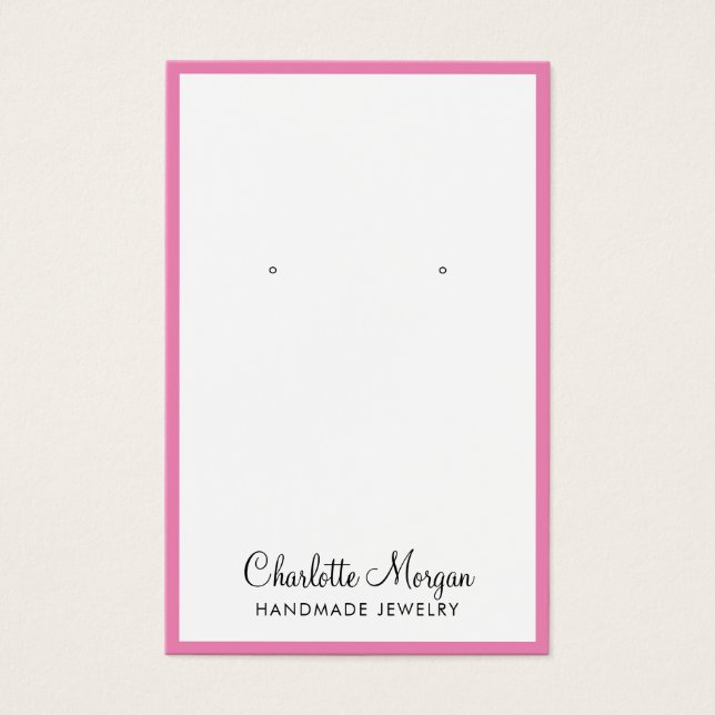 Script Name Hot Pink Border Earring Display Card (Front)