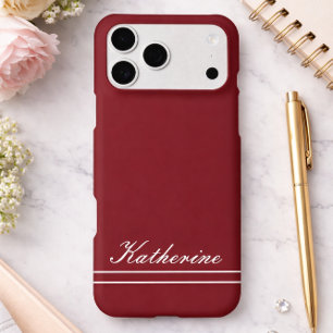 Script Name Minimalist Burgundy Red iPhone 17 Pro Max Case
