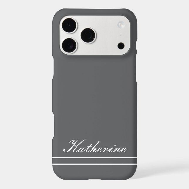 Script Name Minimalist Charcoal Gray Iphone Case (Back)