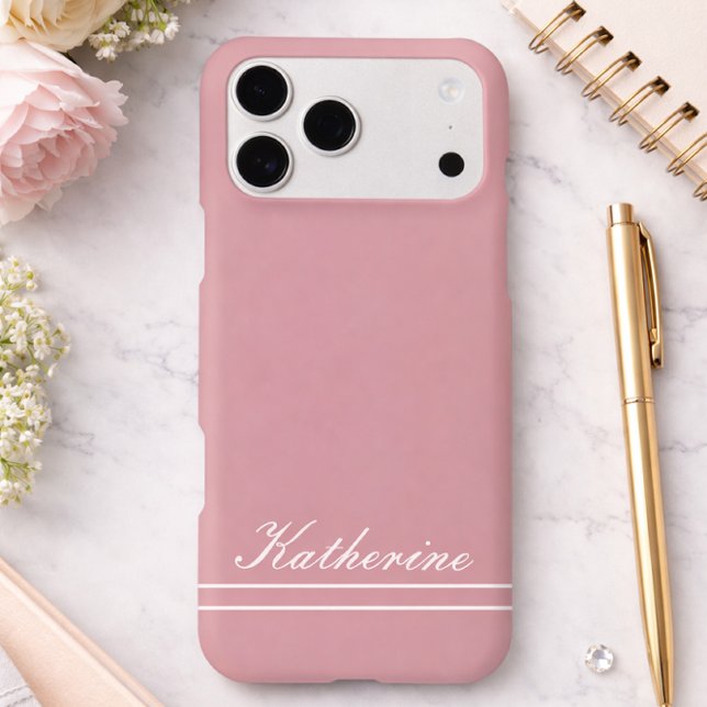 Script Name Minimalist Dusty Rose Case-Mate iPhone Case (Creator Uploaded)