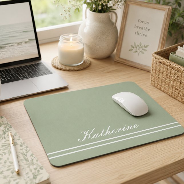 Script Name Minimalist Green Eucalyptus Mouse Pad (Creator Uploaded)