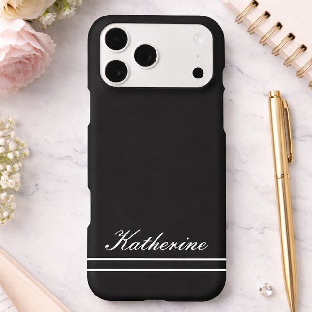 Script Name Minimalist Midnight Black Case-Mate iPhone Case (Creator Uploaded)