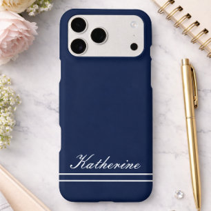 Script Name Minimalist Navy Blue iPhone 17 Pro Max Case