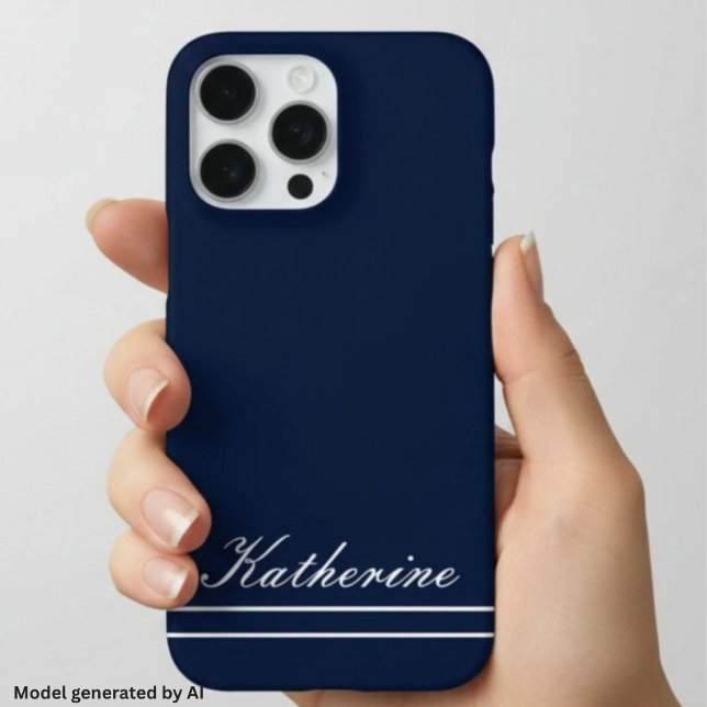 Script Name Minimalist Navy Blue iPhone Case (Creator Uploaded)