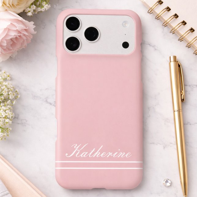 Script Name Minimalist Pink Case-Mate iPhone Case (Creator Uploaded)