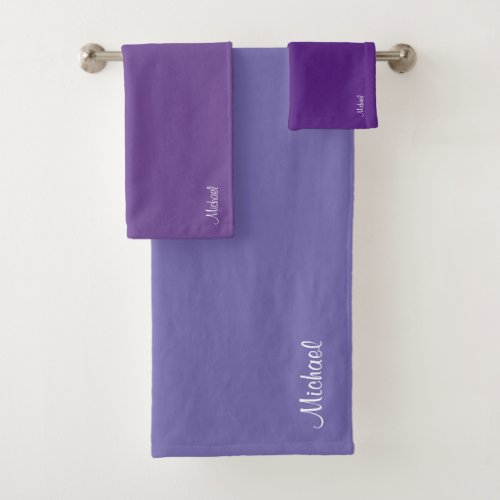 Script Name Modern Template Elegant Blue Purple Bath Towel Set