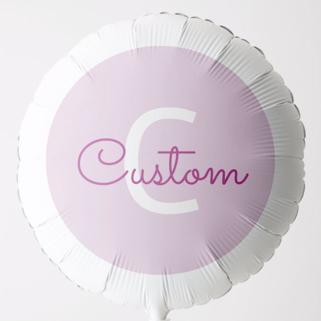 Script Name & Monogram | Magenta & Light Purple Balloon (Front)