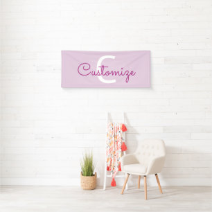 Script Name & Monogram Magenta & Light Purple Banner