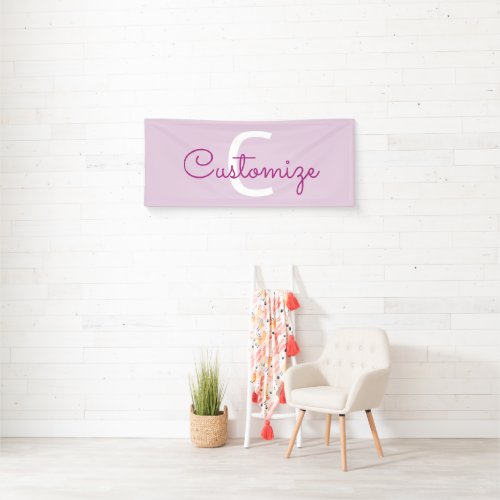 Script Name &amp; Monogram | Magenta &amp; Light Purple Banner