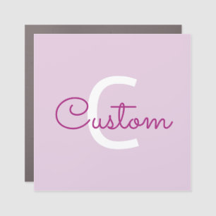 Script Name & Monogram Magenta & Light Purple Car Magnet