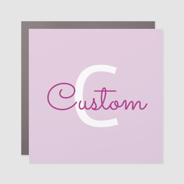 Script Name & Monogram | Magenta & Light Purple Car Magnet (Front)