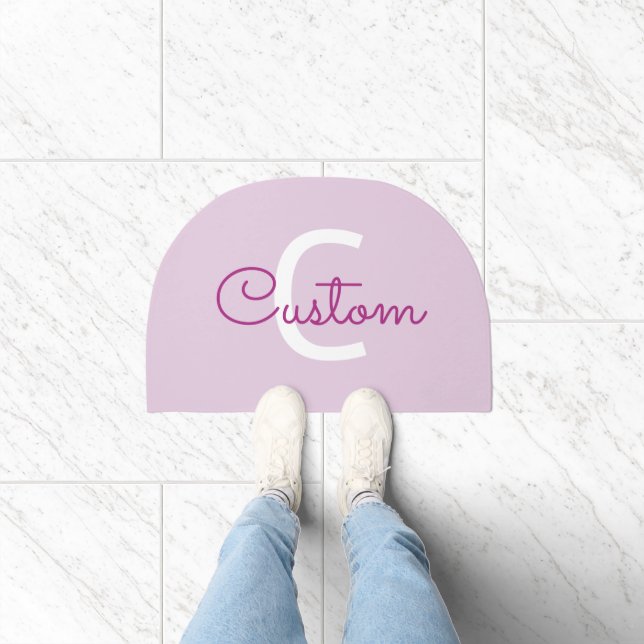 Script Name & Monogram | Magenta & Light Purple Doormat (Indoor)