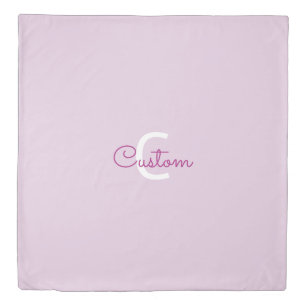 Script Name & Monogram   Magenta & Light Purple Duvet Cover