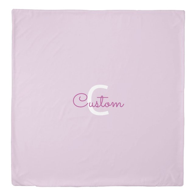 Script Name & Monogram | Magenta & Light Purple Duvet Cover (Front)
