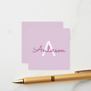 Script Name & Monogram   Magenta & Light Purple Enclosure Card