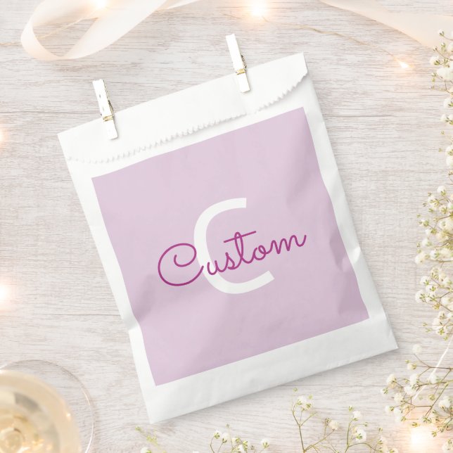 Script Name & Monogram | Magenta & Light Purple Favor Bag (Clipped)