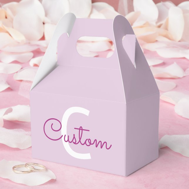 Script Name & Monogram | Magenta & Light Purple Favor Boxes (Wedding)