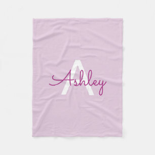 Script Name & Monogram Magenta & Light Purple Fleece Blanket