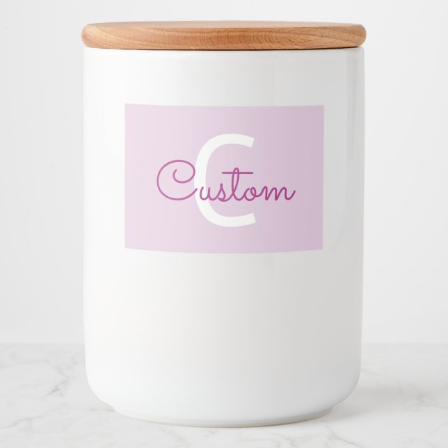 Script Name & Monogram | Magenta & Light Purple Food Label (Front)